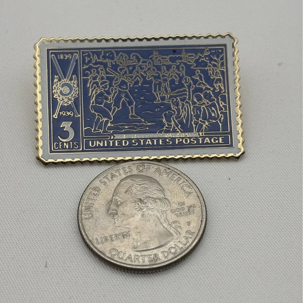 USPS‎ United States Postal Service Stamp Baseball Scene Lapel Hat Pin